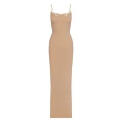 FITS EVERYBODY CORDED LACE LONG SLIP DRESS | CLAY