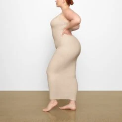 FITS EVERYBODY CORDED LACE LONG SLIP DRESS | SAND -Deals Easy Allure Wardrobe Store SKIMS LOUNGEWEAR DR MAX 4125 FC SND 0007 SD