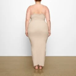 FITS EVERYBODY CORDED LACE LONG SLIP DRESS | SAND -Deals Easy Allure Wardrobe Store SKIMS LOUNGEWEAR DR MAX 4125 FC SND 0011 BK