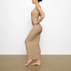 FITS EVERYBODY CORDED LACE LONG SLIP DRESS | CLAY -Deals Easy Allure Wardrobe Store SKIMS LOUNGEWEAR DR MAX 4125 FD CLY 0009 SD