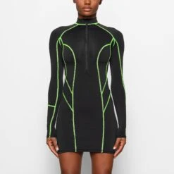 MOTO CONTOUR MOCK NECK DRESS | ONYX -Deals Easy Allure Wardrobe Store SKIMS LOUNGEWEAR DR MIN 2831 EA ONX 0003 FR