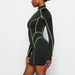 MOTO CONTOUR MOCK NECK DRESS | ONYX -Deals Easy Allure Wardrobe Store SKIMS LOUNGEWEAR DR MIN 2831 EA ONX 0008 SD