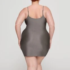 SHINE JERSEY MINI DRESS | GREY CHALK -Deals Easy Allure Wardrobe Store SKIMS LOUNGEWEAR DR MIN 3011 HC GCK 0015 BK