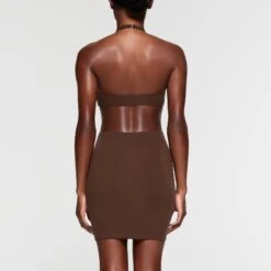 FITS EVERYBODY CUT OUT HALTER DRESS | COCOA -Deals Easy Allure Wardrobe Store SKIMS LOUNGEWEAR DR MIN 3063 NB COA 016 BK