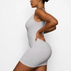 COTTON SLEEP SCOOP NECK DRESS | LIGHT HEATHER GREY -Deals Easy Allure Wardrobe Store SKIMS LOUNGEWEAR DR MIN 3227 BA LHG 0009 SD