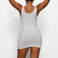 COTTON SLEEP SCOOP NECK DRESS | LIGHT HEATHER GREY -Deals Easy Allure Wardrobe Store SKIMS LOUNGEWEAR DR MIN 3227 BA LHG 0012 BK