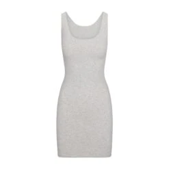 COTTON SLEEP SCOOP NECK DRESS | LIGHT HEATHER GREY