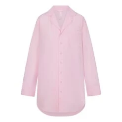 COTTON POPLIN SLEEP BUTTON UP DRESS | BABY PINK