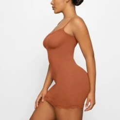 FITS EVERYBODY CORDED LACE SLIP DRESS | BRONZE -Deals Easy Allure Wardrobe Store SKIMS LOUNGEWEAR DR MIN 4132 FA BRZ 0007 SD