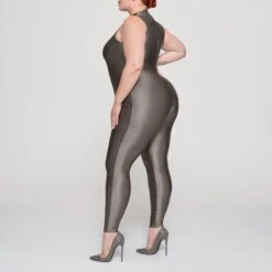 SHINE JERSEY MOCK NECK SLEEVELESS CATSUIT | GREY CHALK -Deals Easy Allure Wardrobe Store SKIMS LOUNGEWEAR OS FUL 3014 HC GCK 0010 SD