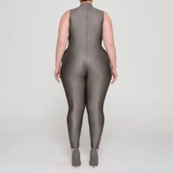 SHINE JERSEY MOCK NECK SLEEVELESS CATSUIT | GREY CHALK -Deals Easy Allure Wardrobe Store SKIMS LOUNGEWEAR OS FUL 3014 HC GCK 0012 BK