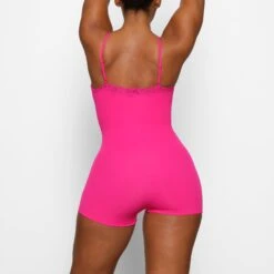 FITS EVERYBODY CORDED LACE ONESIE | NEON ROSE -Deals Easy Allure Wardrobe Store SKIMS LOUNGEWEAR OS MDT 2688 BA NRO 0012
