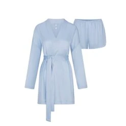BRIDAL SILK ROBE AND TAP SHORT SET | GLACIER