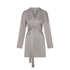 BRIDAL SILK ROBE AND TAP SHORT SET | SILVER -Deals Easy Allure Wardrobe Store SKIMS LOUNGEWEAR RB SHO 3190 SLV C