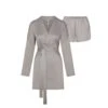 BRIDAL SILK ROBE AND TAP SHORT SET | SILVER