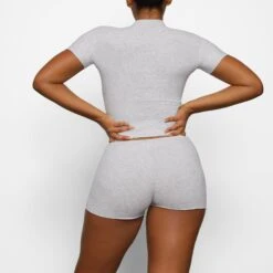 COTTON SLEEP MOCK NECK T-SHIRT | LIGHT HEATHER GREY -Deals Easy Allure Wardrobe Store SKIMS LOUNGEWEAR TP TSH 2817 BA LHG 0015 BK