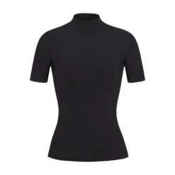 COTTON SLEEP MOCK NECK T-SHIRT | SOOT