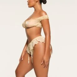 SKIMS ROMANCE GARTER BIKINI | BUTTER -Deals Easy Allure Wardrobe Store SKIMS PANTY PN BIK 3681 QA BTR 0007