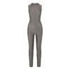 SHINE JERSEY MOCK NECK SLEEVELESS CATSUIT | GREY CHALK