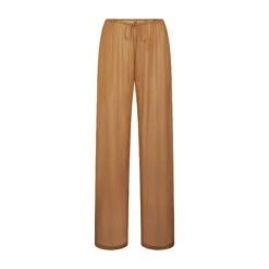 SILK CHIFFON COVER UP DRAWSTRING PANT | ALMOND