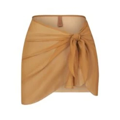 SILK CHIFFON COVER UP WRAP SKIRT | ALMOND