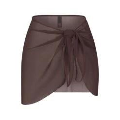 SILK CHIFFON COVER UP WRAP SKIRT | COCOA
