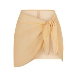 SILK CHIFFON COVER UP WRAP SKIRT | OCHRE
