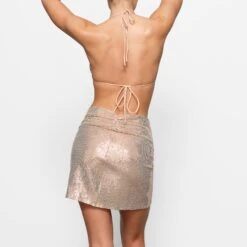 SEQUIN SARONG MINI SKIRT | CLAY -Deals Easy Allure Wardrobe Store SKIMS SWIM CU SAR 3197 ED CLY 0018