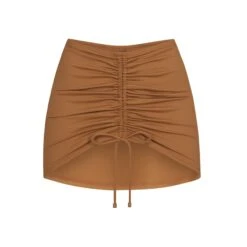 SWIM RUCHED MINI SKIRT | ALMOND
