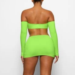 SWIM RUCHED MINI SKIRT | NEON GREEN -Deals Easy Allure Wardrobe Store SKIMS SWIM CU SKT 2796 CA NGE 0013 BKa