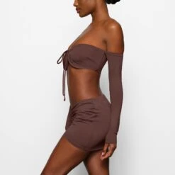 SWIM RUCHED MINI SKIRT | COCOA -Deals Easy Allure Wardrobe Store SKIMS SWIM CU SKT 2796 CB COA 0008 SD