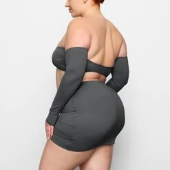 SWIM RUCHED MINI SKIRT | GUNMETAL -Deals Easy Allure Wardrobe Store SKIMS SWIM CU SKT 2796 CC GUN 0007 SD