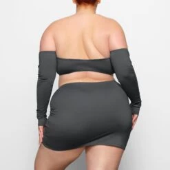 SWIM RUCHED MINI SKIRT | GUNMETAL -Deals Easy Allure Wardrobe Store SKIMS SWIM CU SKT 2796 CC GUN 0013 BK