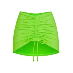 SWIM RUCHED MINI SKIRT | NEON GREEN