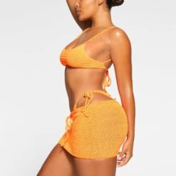 CROCHET SWIM MINI SKIRT | NEON ORANGE -Deals Easy Allure Wardrobe Store SKIMS SWIM CU SKT 2814 MD NOG 0748 SD