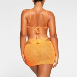 CROCHET SWIM MINI SKIRT | NEON ORANGE -Deals Easy Allure Wardrobe Store SKIMS SWIM CU SKT 2814 MD NOG 0754 BK