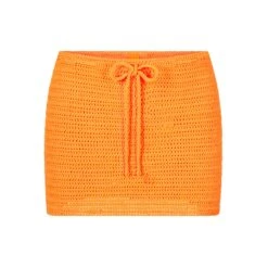 CROCHET SWIM MINI SKIRT | NEON ORANGE