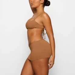 SWIM MICRO MINI SKIRT | ALMOND -Deals Easy Allure Wardrobe Store SKIMS SWIM CU SKT 2845 CA ALM 0010 SD