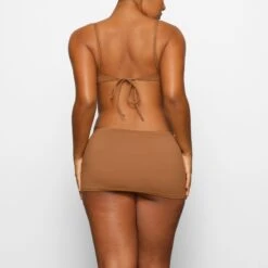 SWIM MICRO MINI SKIRT | ALMOND -Deals Easy Allure Wardrobe Store SKIMS SWIM CU SKT 2845 CA ALM 0015 BK