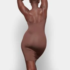 SWIM TANK DRESS | COCOA -Deals Easy Allure Wardrobe Store SKIMS SWIM SW DRS 0005 TA COA 0015 BK