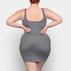 SWIM TANK DRESS | GUNMETAL -Deals Easy Allure Wardrobe Store SKIMS SWIM SW DRS 0005 TB GUN 0016 BK