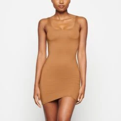 SWIM TANK DRESS | ALMOND -Deals Easy Allure Wardrobe Store SKIMS SWIM SW DRS 0005 TD ALM 0009 FR