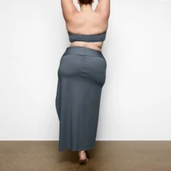SHAPING SWIM LONG SKIRT | GUNMETAL -Deals Easy Allure Wardrobe Store SKIMS SWIM SW SKT 0174 RB GUN 051 BK