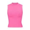 COTTON JERSEY MOCK NECK TANK | SUGAR PINK