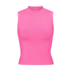 COTTON JERSEY MOCK NECK TANK | SUGAR PINK